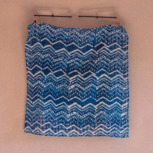 Waves Blockprint Bandana Indigo