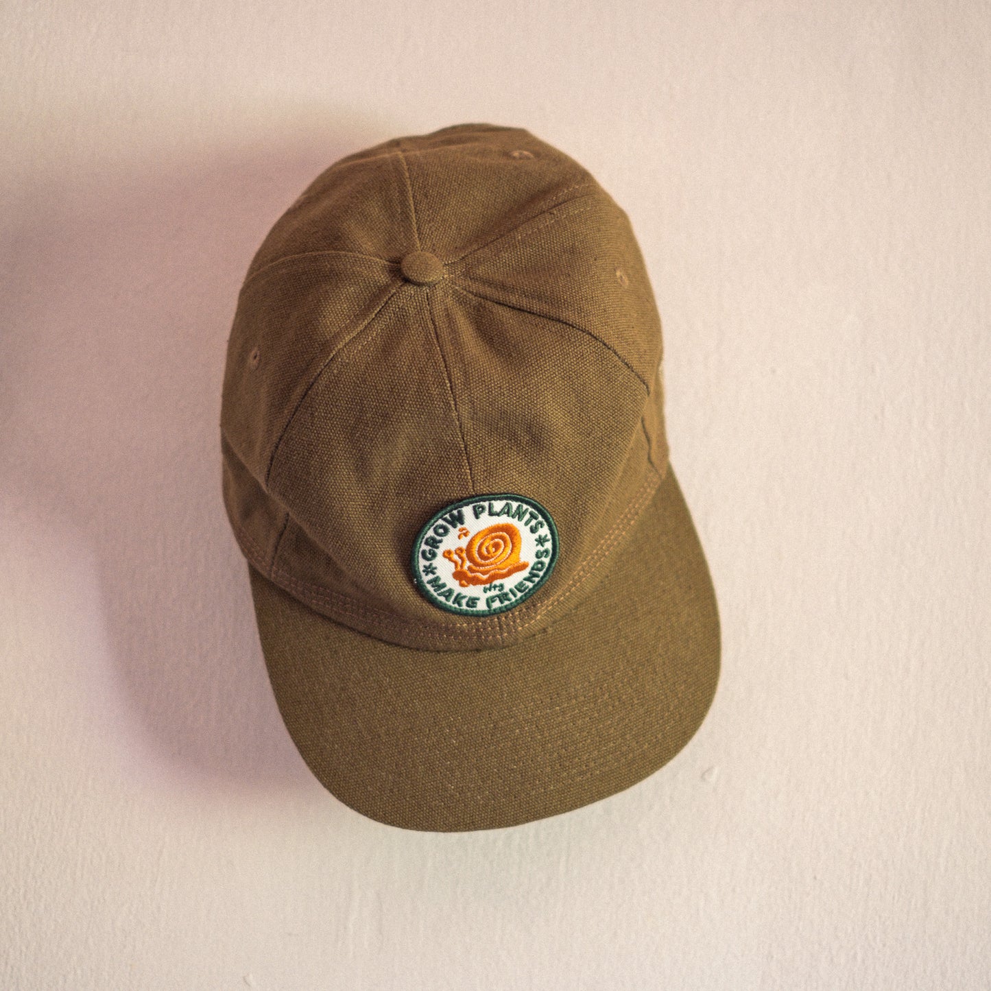 Grow Plants Make Friends 6P Organic Canvas Snapback Cap Oak Brown