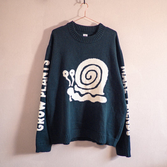 Make Friends Cotton Knit Crewneck Kale Green