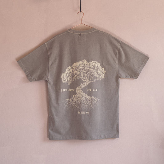 Grow Slow Tree Cotton Tee Mineral Brown